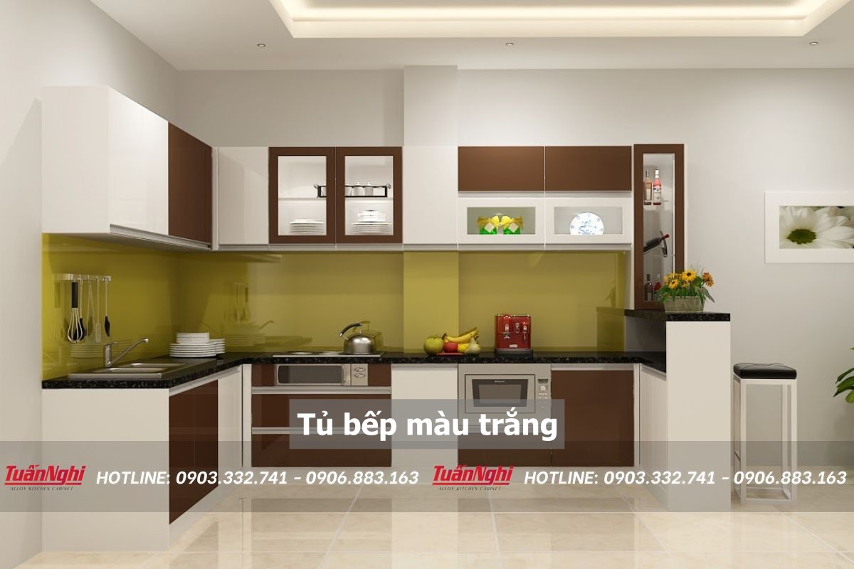 Tủ bếp màu trắng