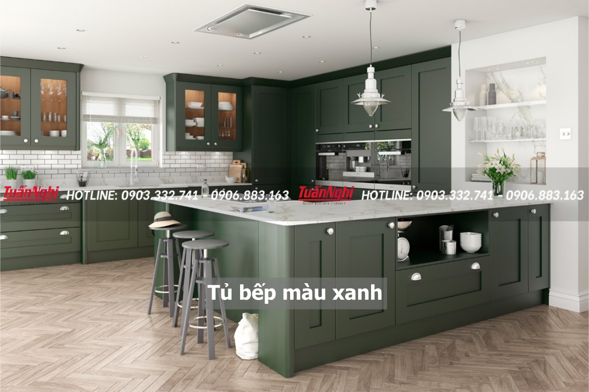 10+ Mẫu Tủ Bếp Màu Xanh Đẹp Và Thu Hút Ánh Nhìn 2023 16 Tủ bếp màu xanhv