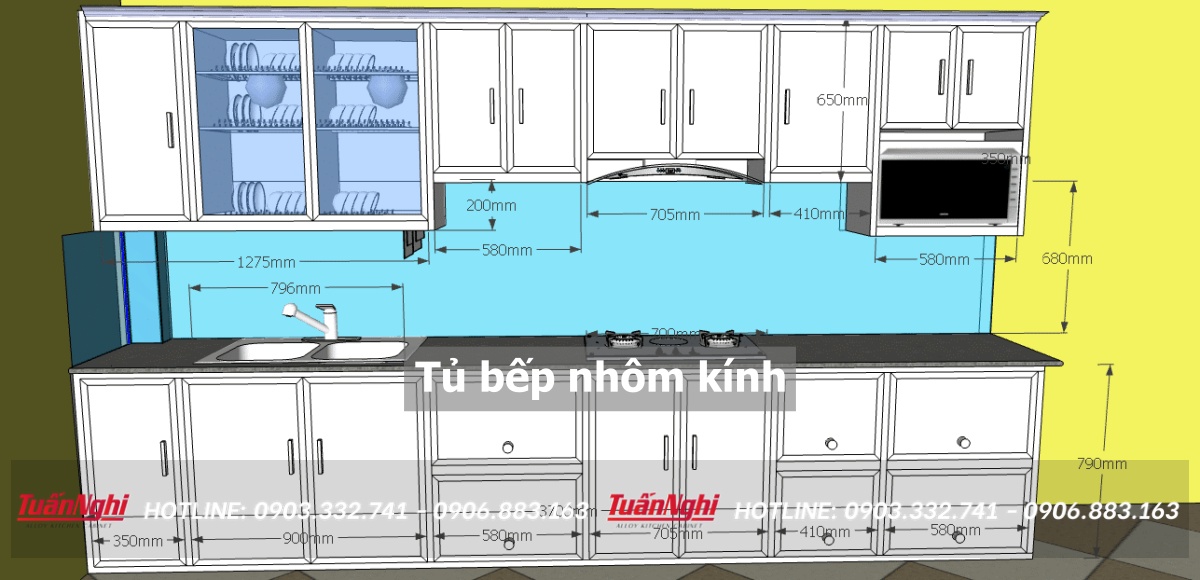 15+ Mẫu Tủ Bếp Nhôm Kính Đẹp Không Thể Bỏ Qua 2023 37 Tủ bếp nhôm kính