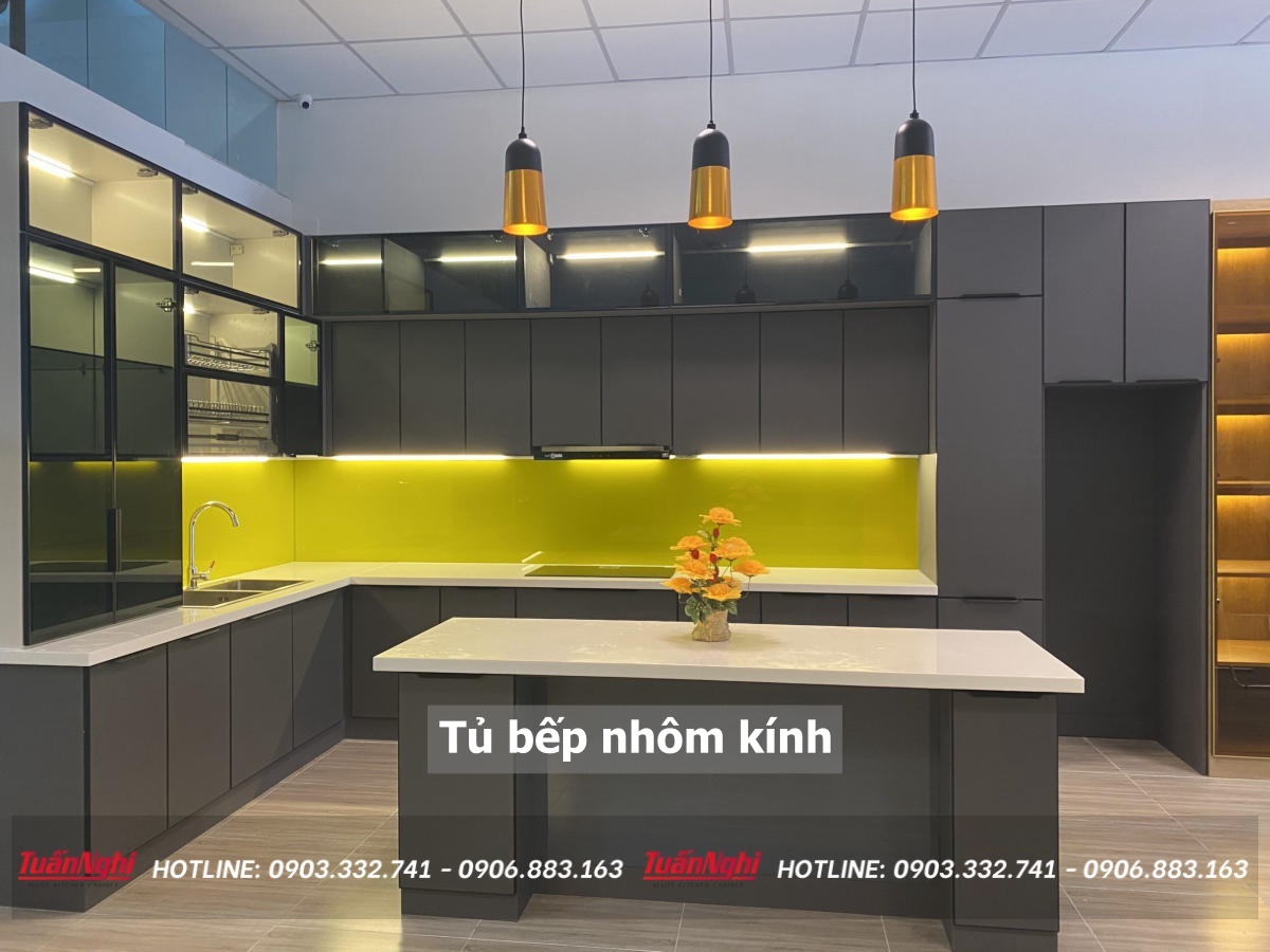 15+ Mẫu Tủ Bếp Nhôm Kính Đẹp Không Thể Bỏ Qua 2023 31 Tủ bếp nhôm kính