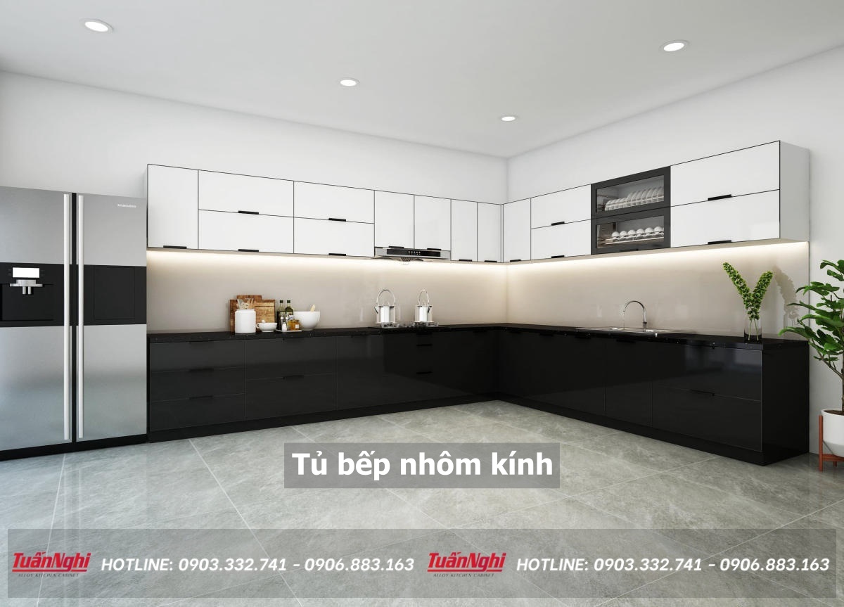 15+ Mẫu Tủ Bếp Nhôm Kính Đẹp Không Thể Bỏ Qua 2023 32 Tủ bếp nhôm kính