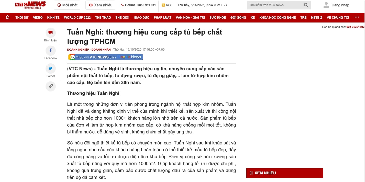 Tuấn Nghi được báo VTC đưa tin