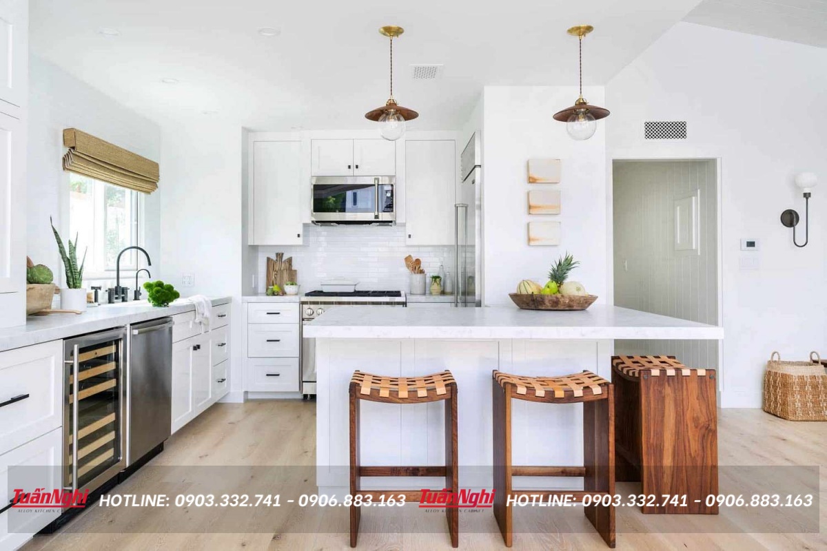 Cách chọn màu tủ bếp sang trọng, hợp phong thủy 80 Chọn màu tủ bếp trắng