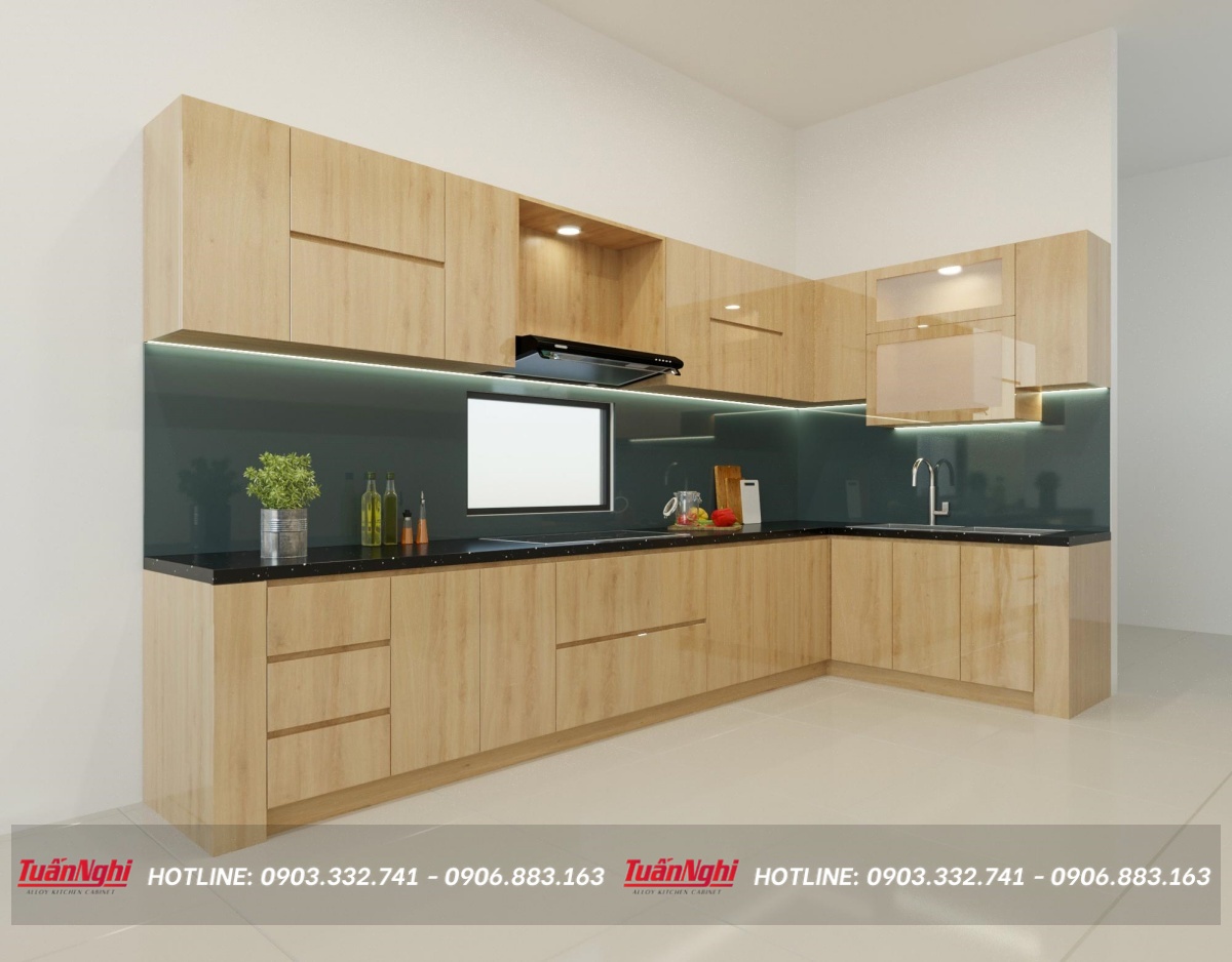 Cách chọn màu tủ bếp sang trọng, hợp phong thủy 82 Chọn tủ bếp màu vân gỗ