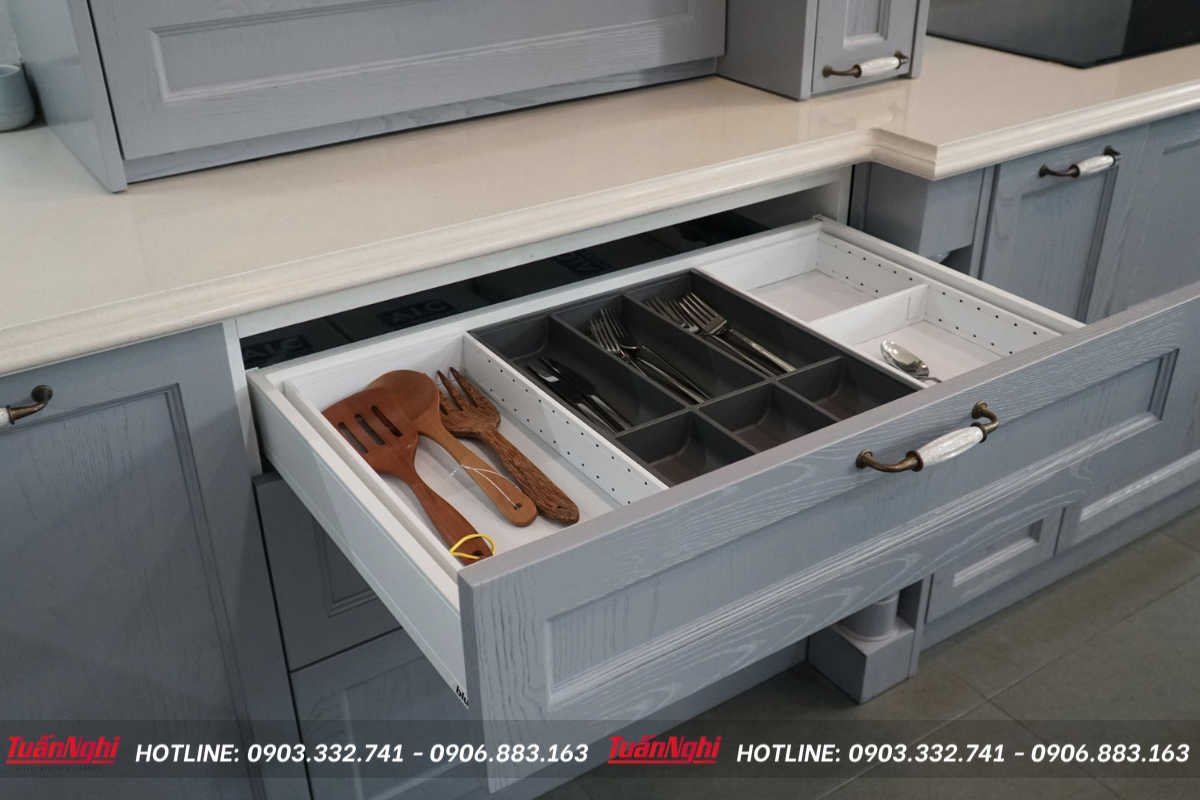 Kích thước các ngăn kéo tủ bếp đựng muỗng đũa
