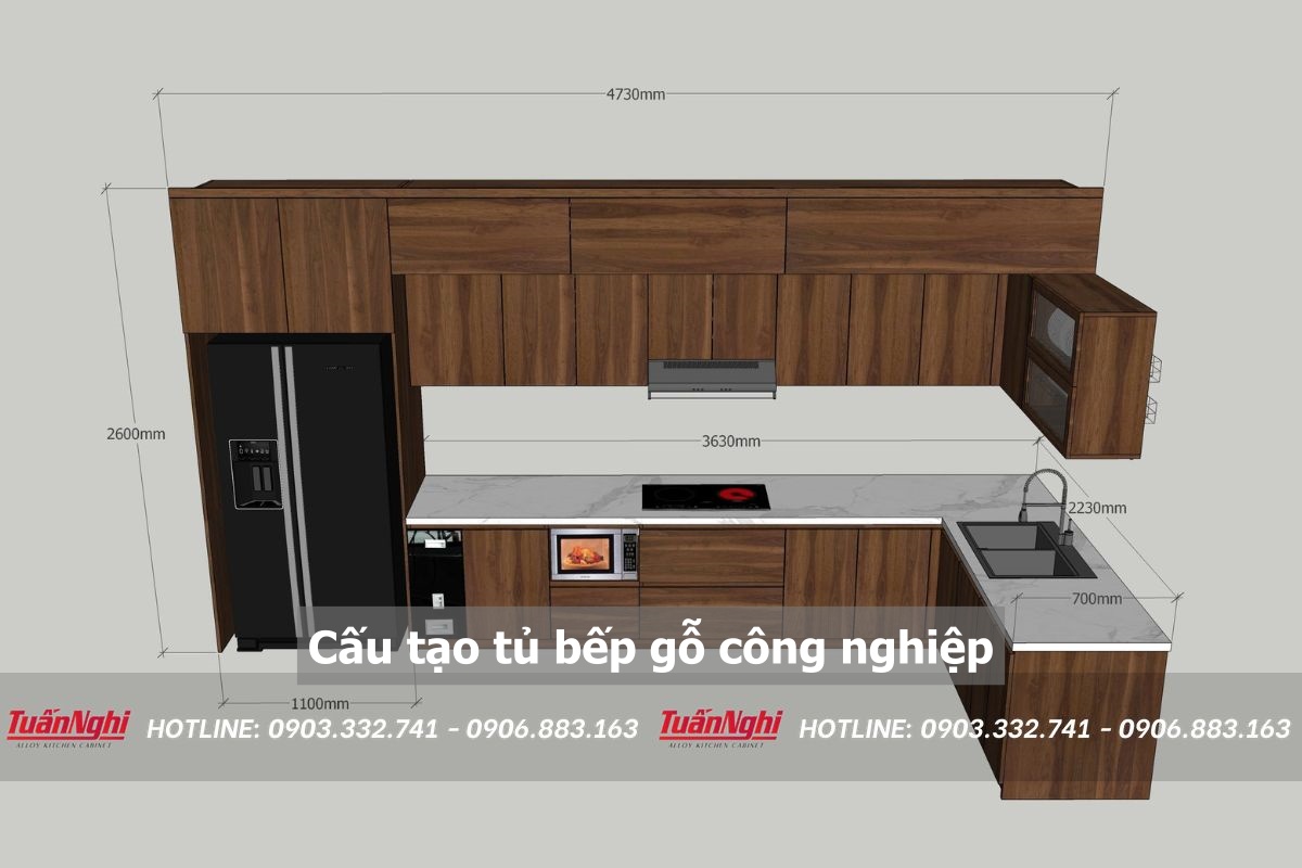 cấu tạo tủ bếp gỗ công nghiệp bao gồm những gì