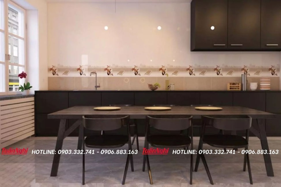 Không gian bếp sạch sẽ, dễ vệ sinh khi lựa chọn gạch ốp Viglacera