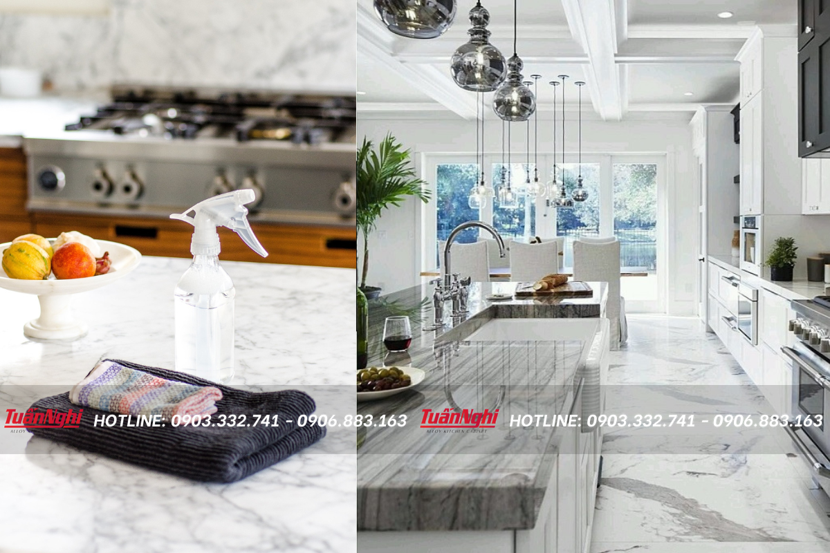 8 Loại mặt đá bếp bền và sang trọng cho nhà của bạn 26 Chỉ cần dùng khăn ẩm và xà phòng pha loãng đã có thể vệ sinh mặt đá bếp