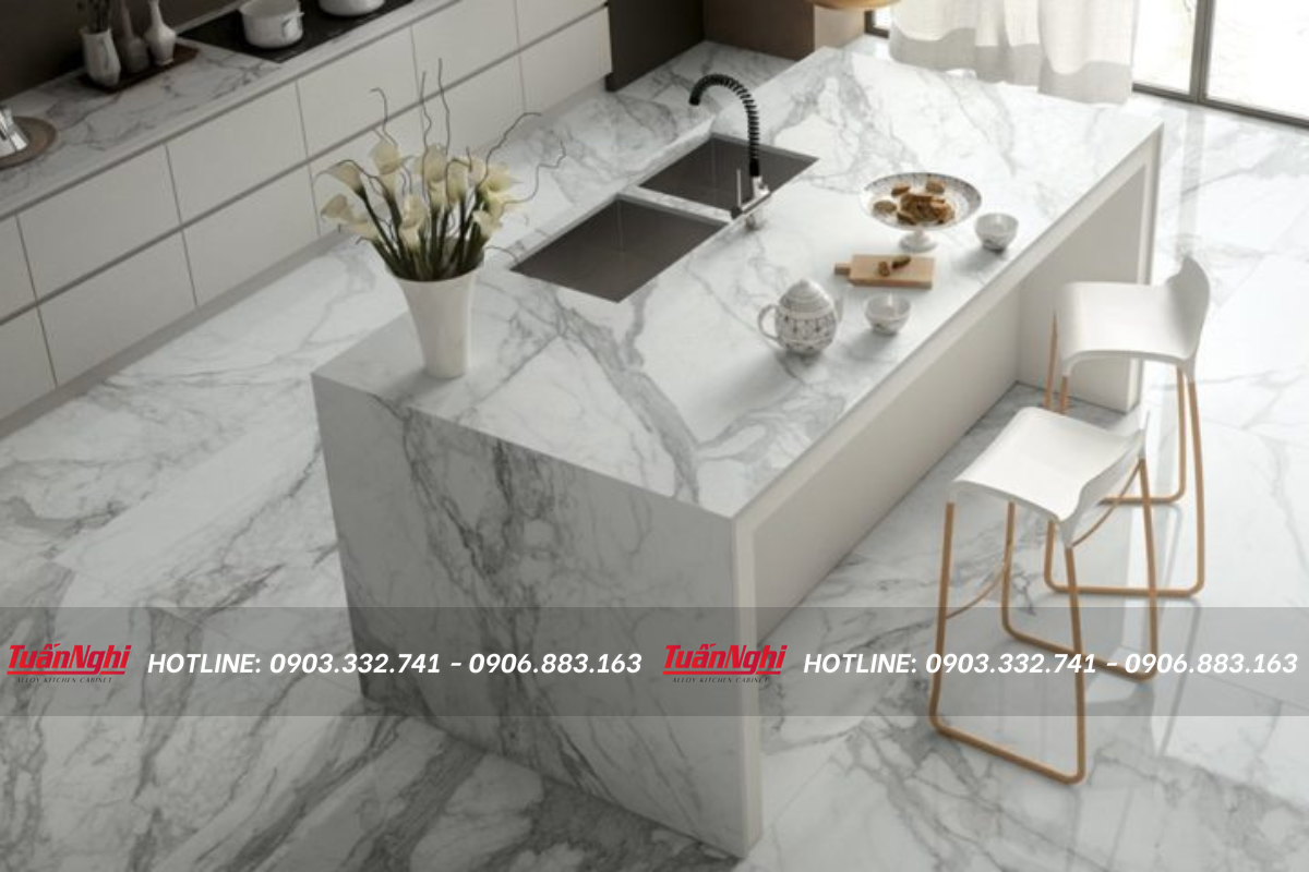 8 Loại mặt đá bếp bền và sang trọng cho nhà của bạn 19 Mặt đá bếp Marble là loại được dùng phổ biến trong thị trường hiện nay
