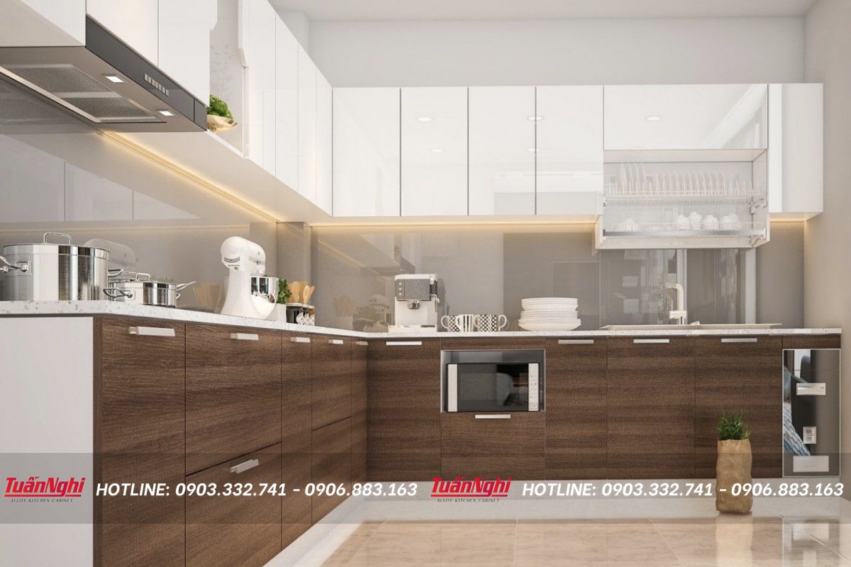 mẫu tủ bếp góc chéo đẹp nhất 2023
