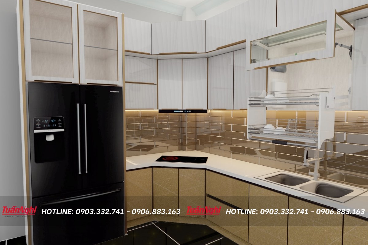 Tủ bếp hợp kim nhôm chữ U 