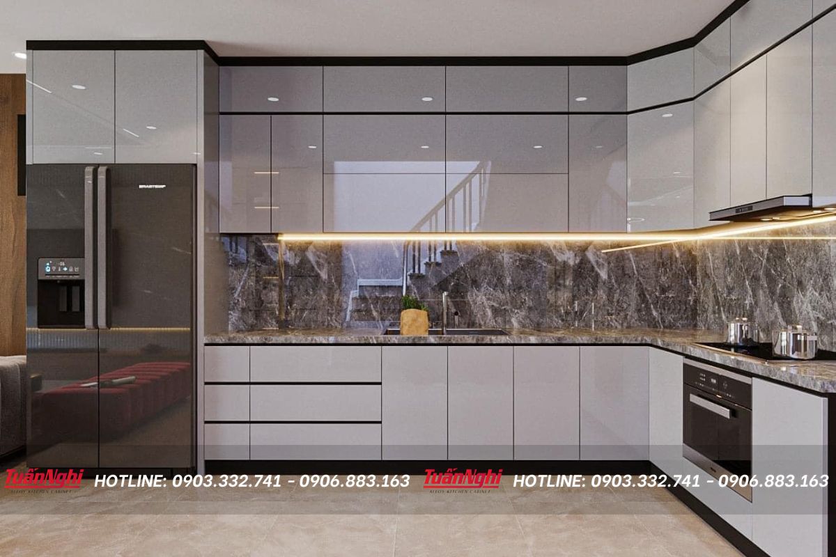 giá tủ bếp cánh kính