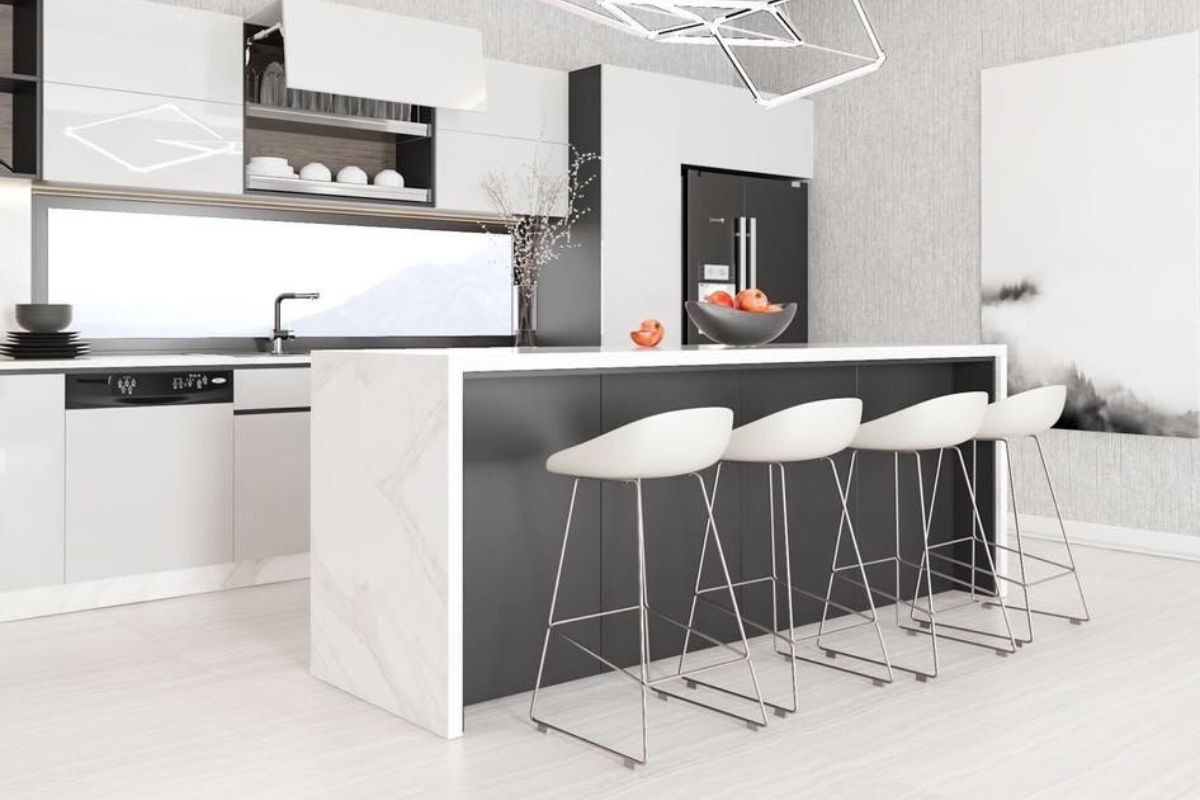 tủ bếp đen trắng tủ bếp màu đen trắng