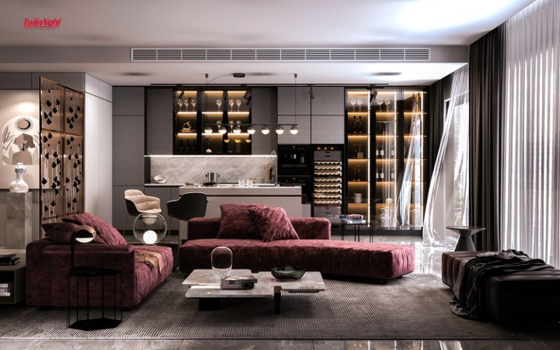Bật mí cách trang trí tủ rượu phòng khách đẹp, sang trọng 5 trang tri tu ruou 1