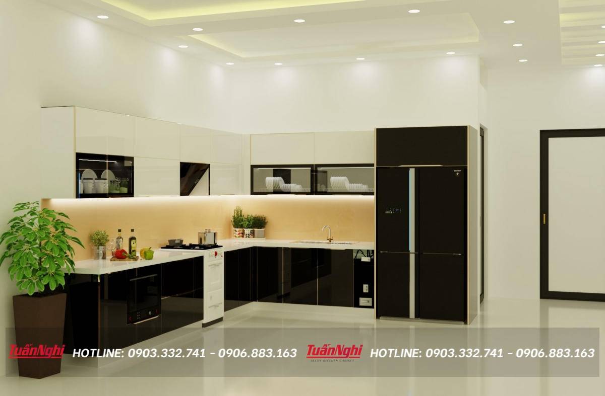 giá tủ bếp cánh kính