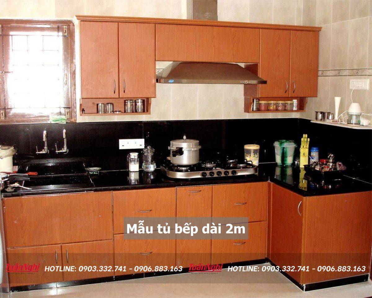 mẫu tủ bếp dài 2m
