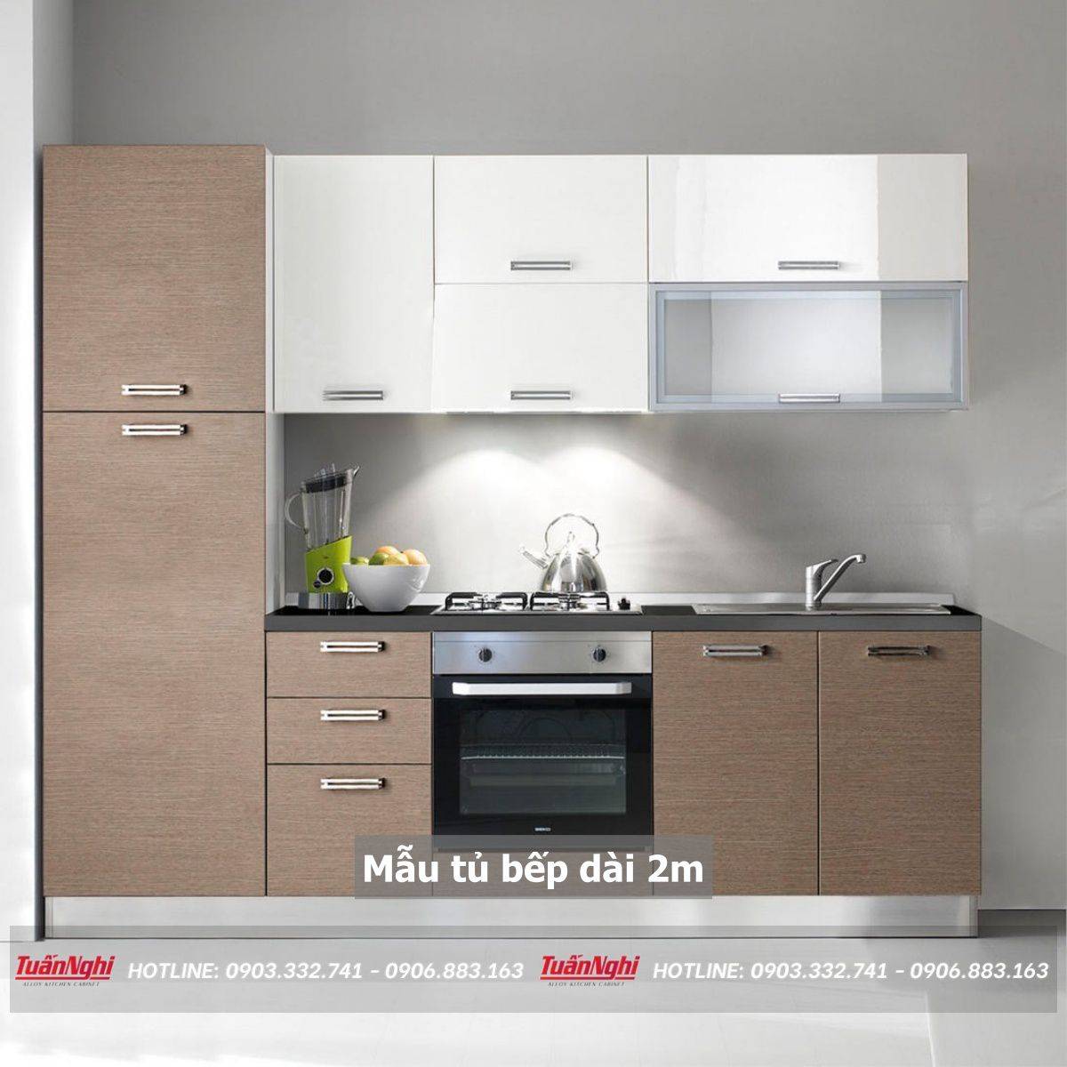 mẫu tủ bếp dài 2m