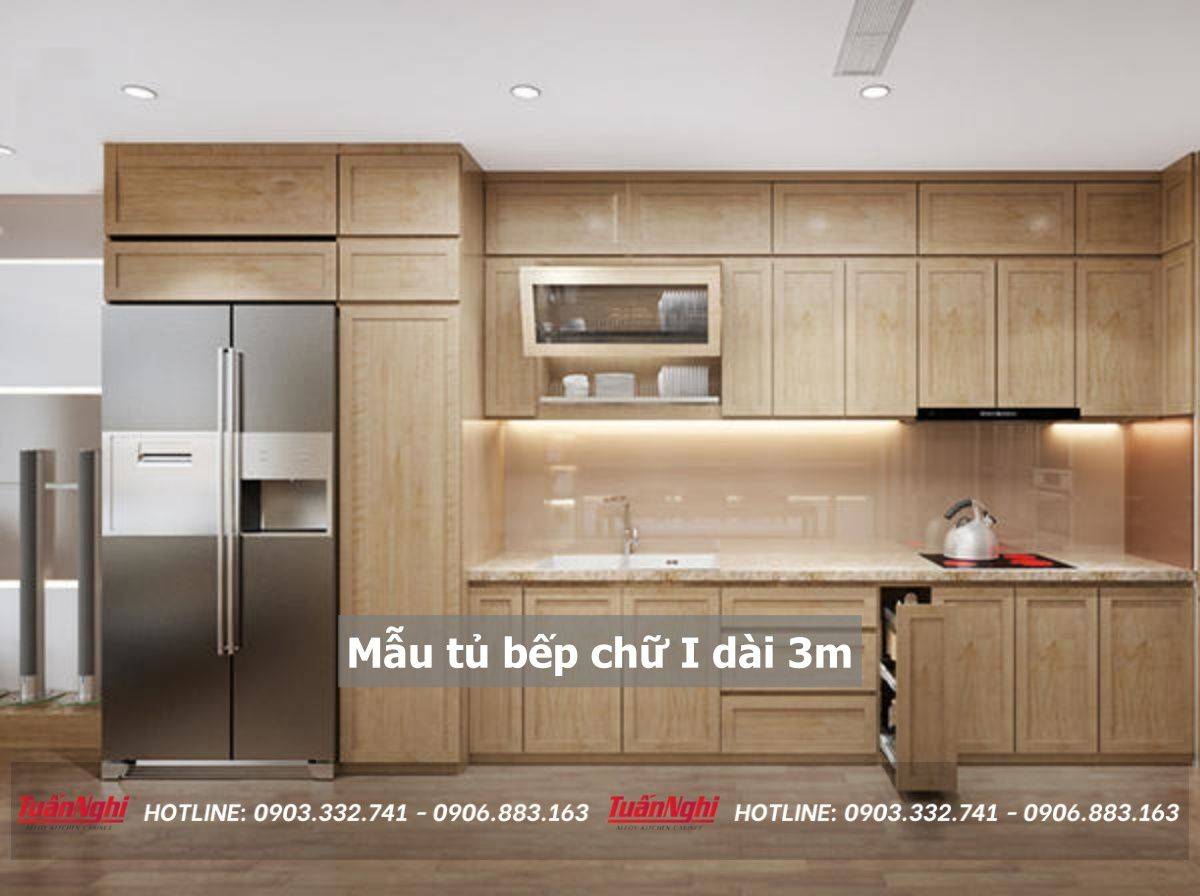 mẫu tủ bếp chữ i dài 3m