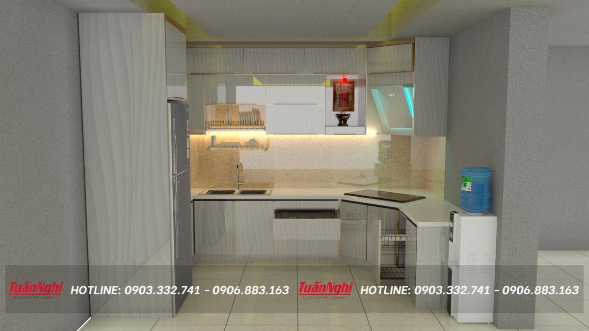 tủ bếp có bàn thờ ông táo