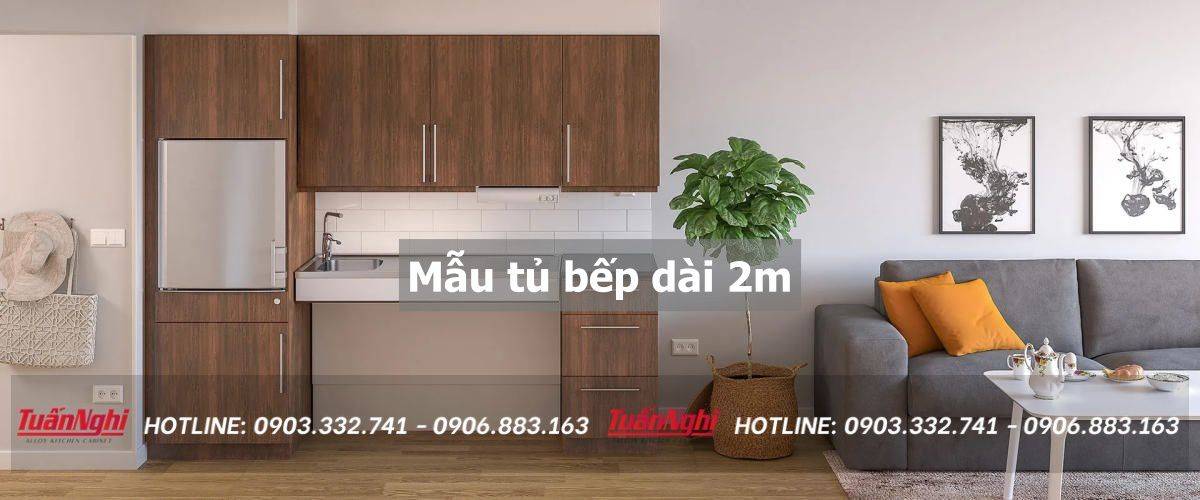 mẫu tủ bếp dài 2m