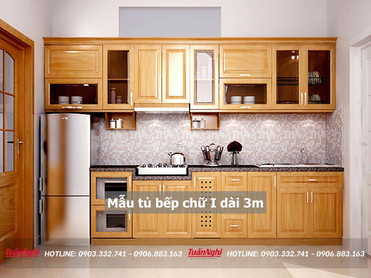 mẫu tủ bếp chữ i dài 3m