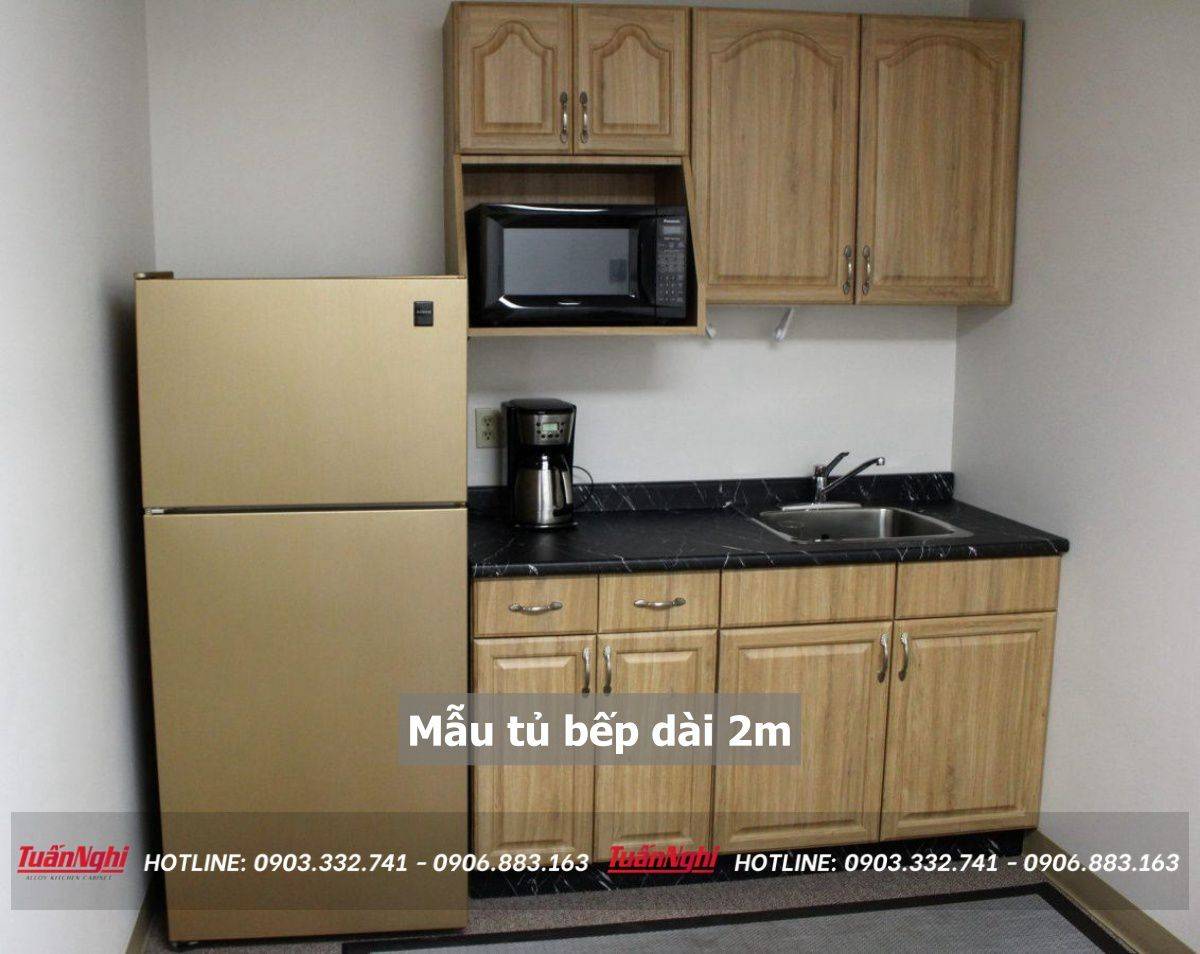 mẫu tủ bếp dài 2m