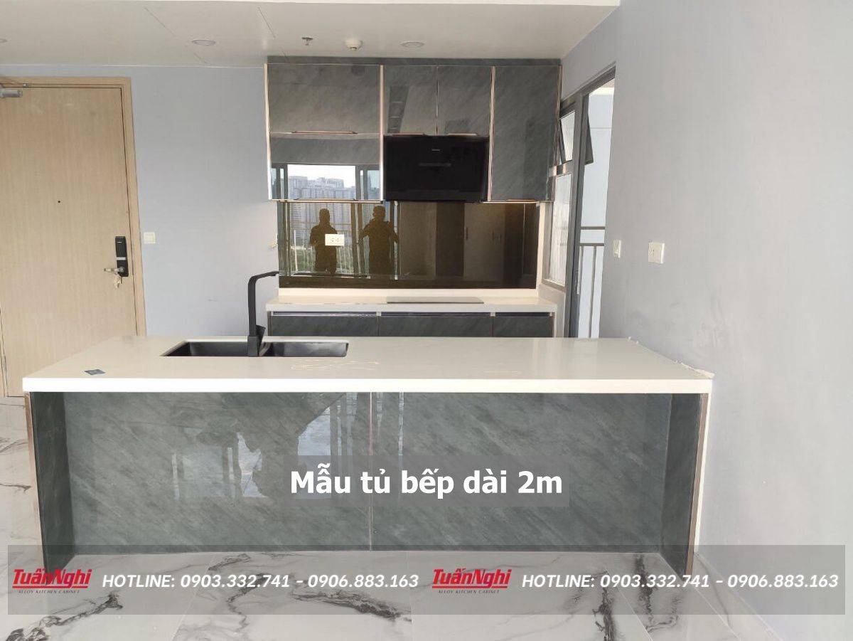 mẫu tủ bếp dài 2m