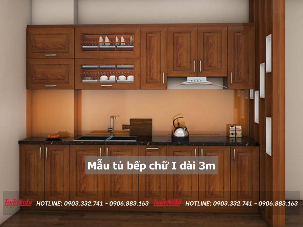 mẫu tủ bếp dài 3m