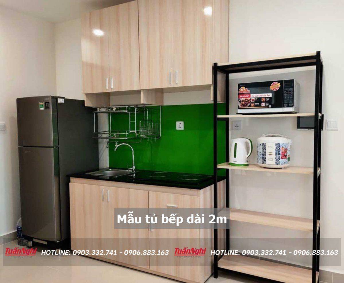 mẫu tủ bếp dài 2m