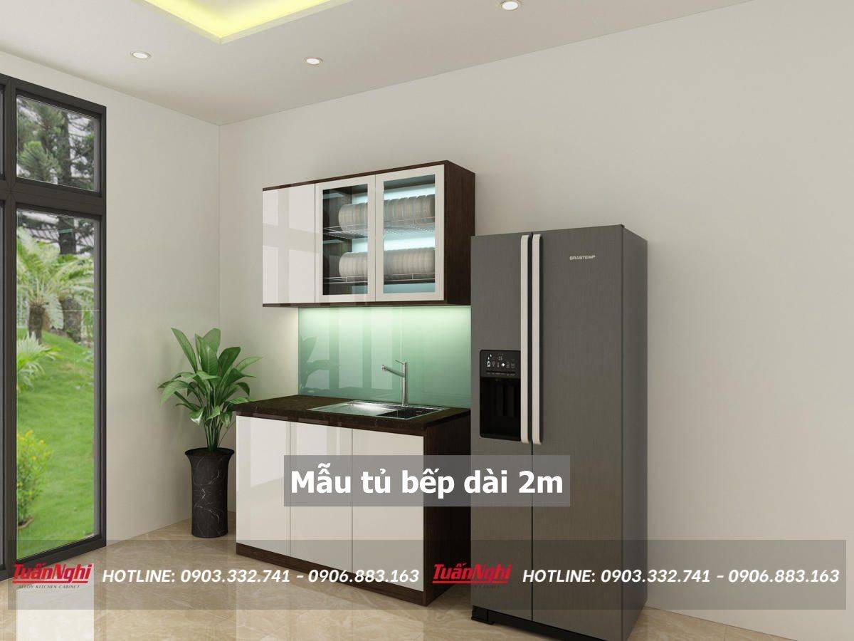 mẫu tủ bếp dài 2m