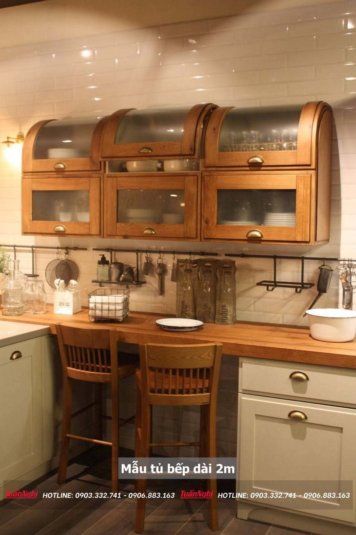 mẫu tủ bếp dài 2m