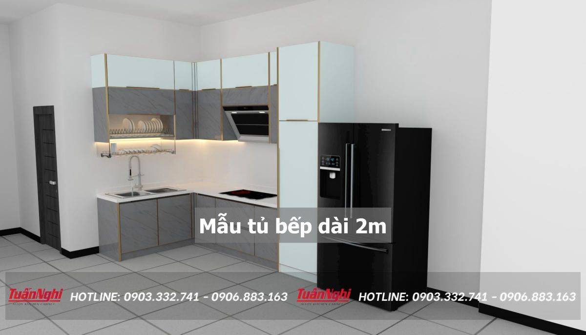 mẫu tủ bếp dài 2m