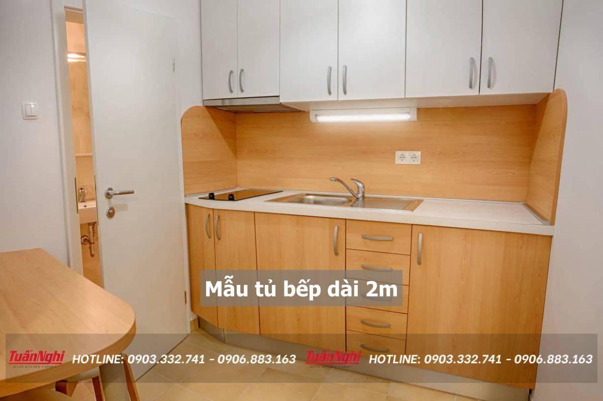 mẫu tủ bếp chữ i dài 2m