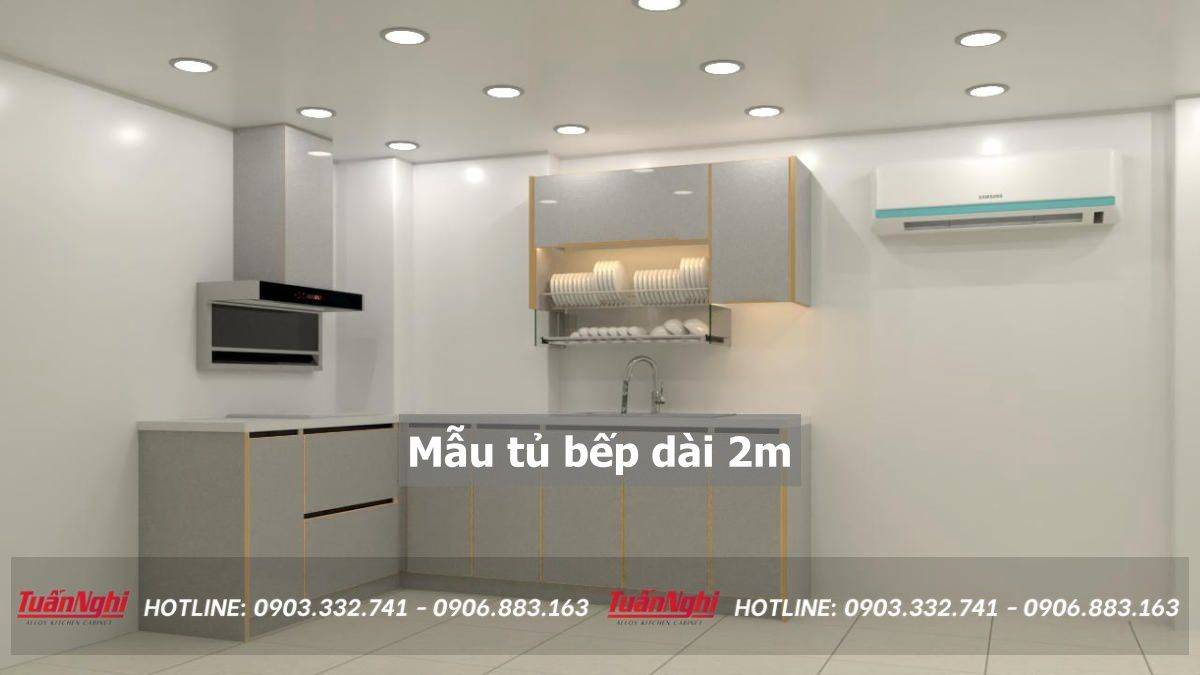 mẫu tủ bếp dài 2m