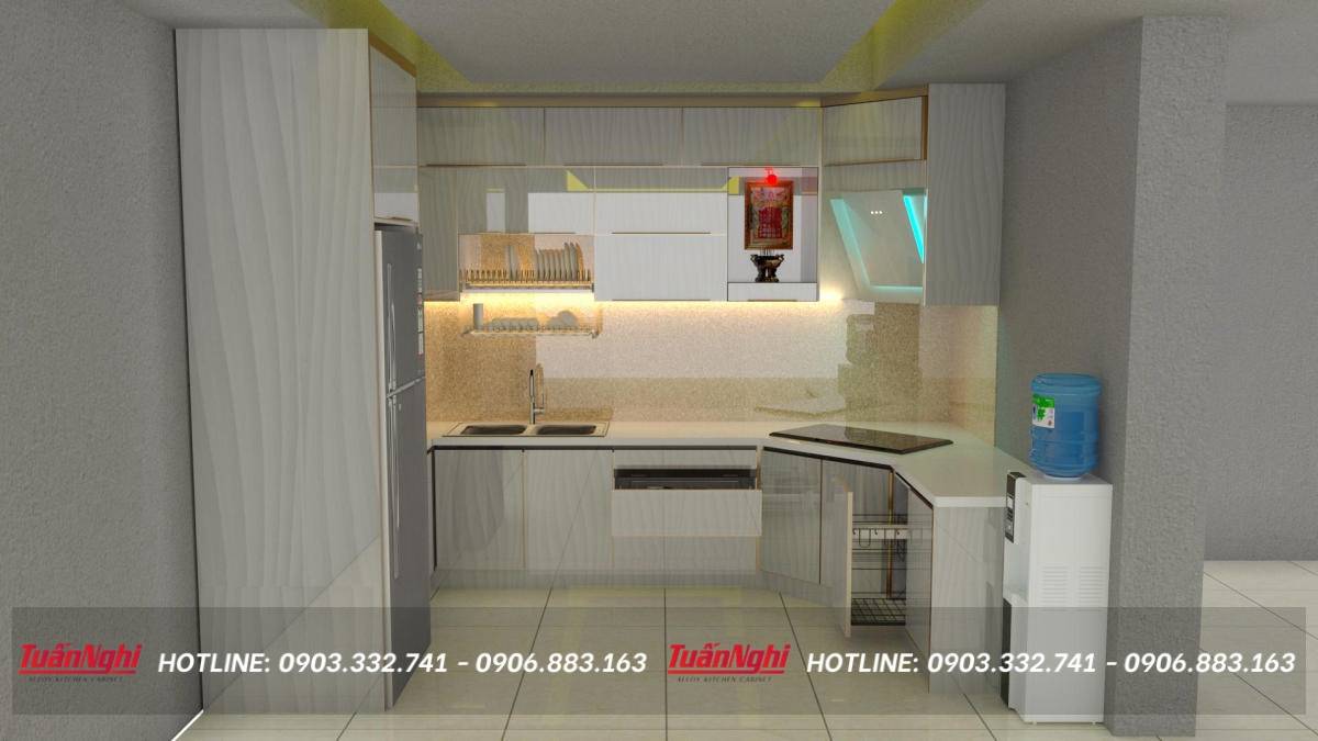 giá tủ bếp cánh kính