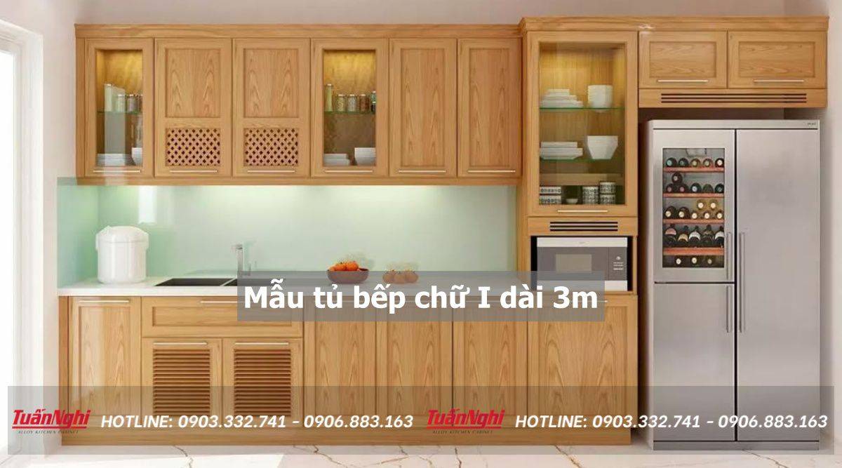 mẫu tủ bếp dài 3m
