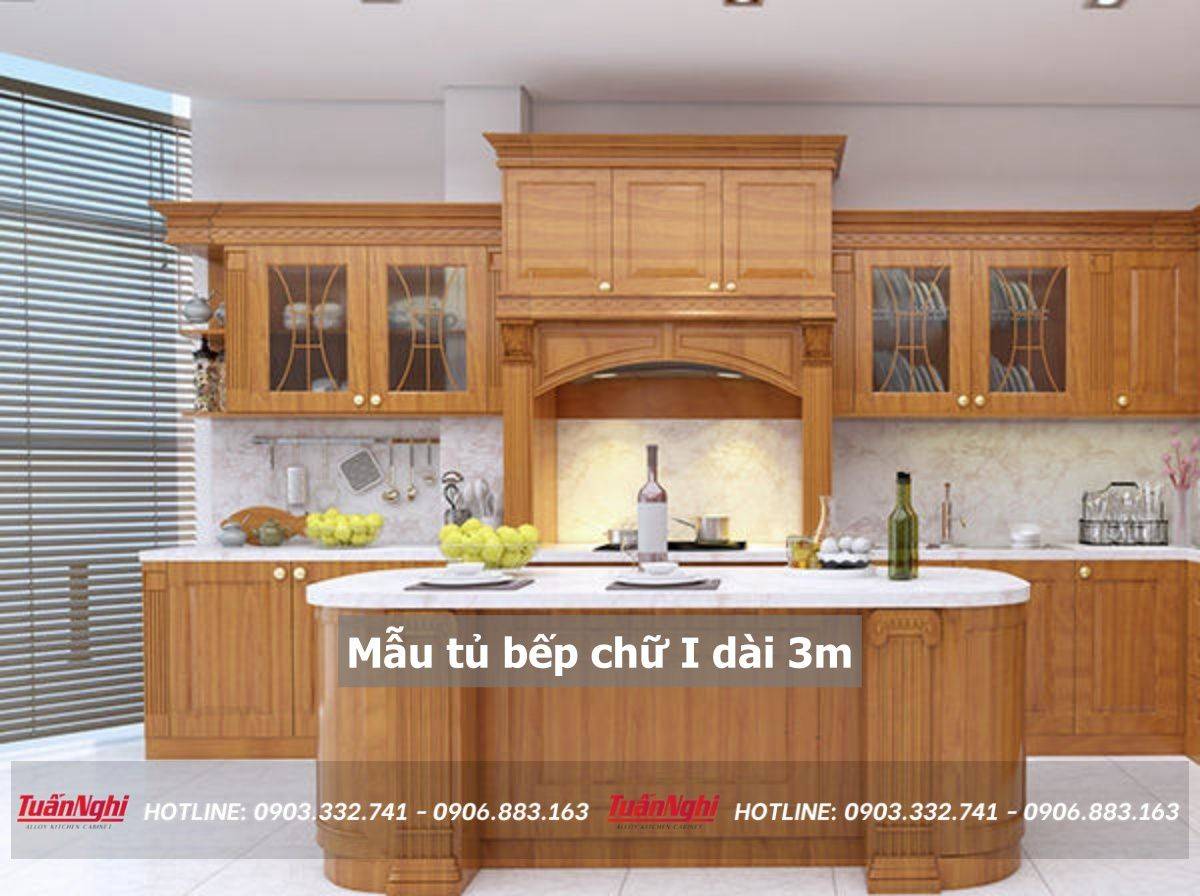mẫu tủ bếp dài 3m
