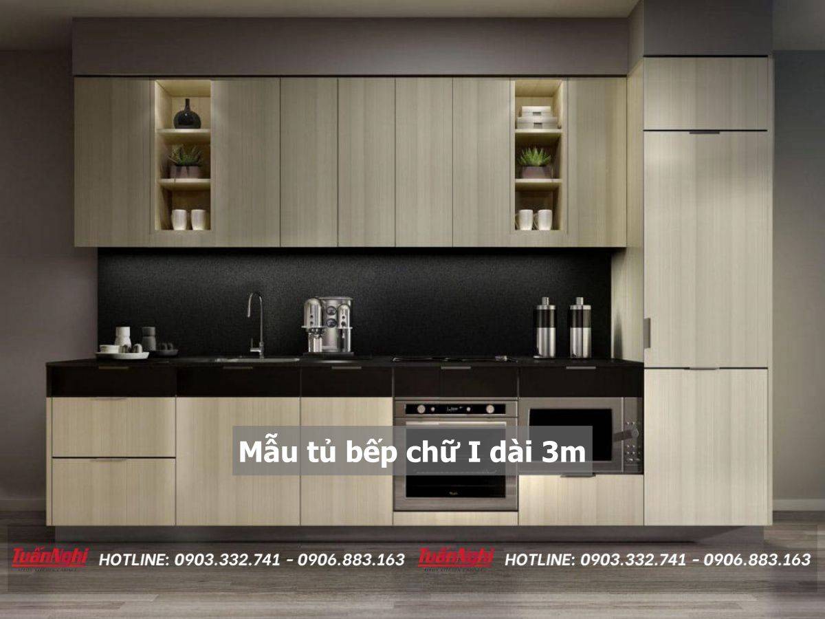 mẫu tủ bếp dài 3m