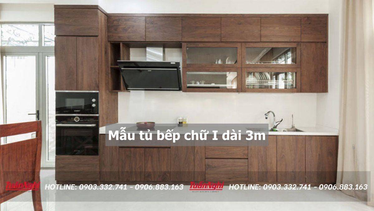 mẫu tủ bếp chữ i dài 3m