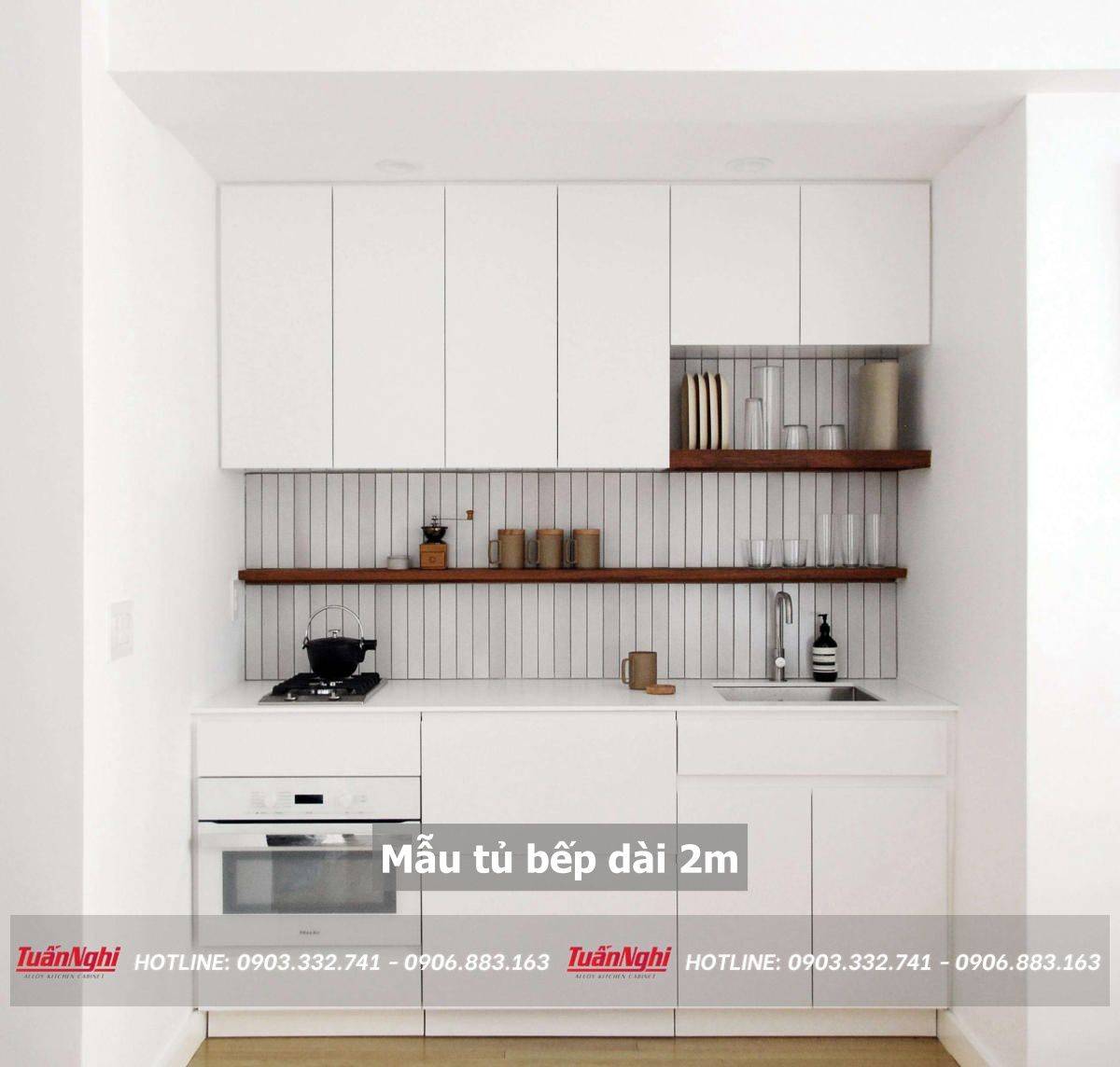 mẫu tủ bếp dài 2m