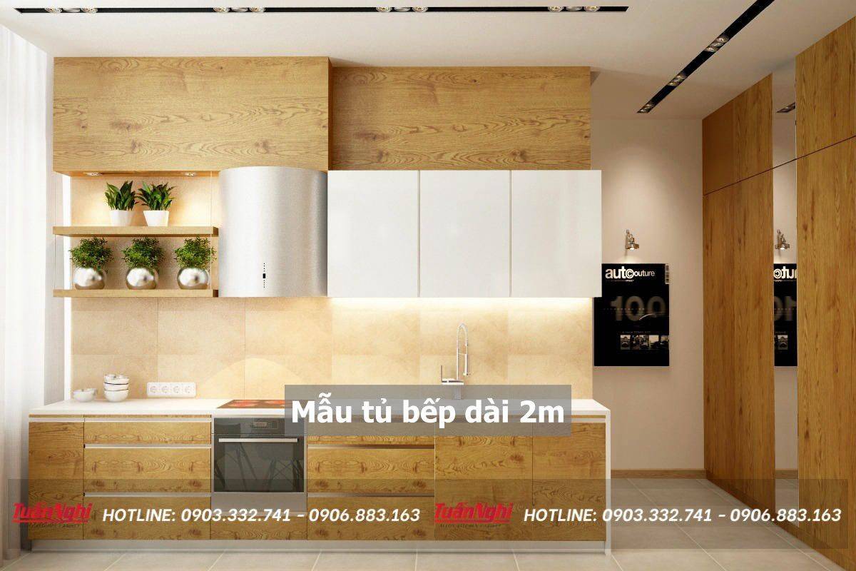 mẫu tủ bếp dài 2m